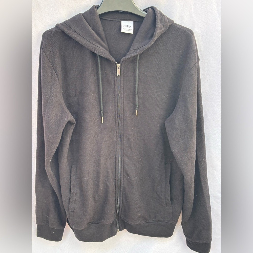 Zara Black Zip-Up Hoodie‎ women's size Medum